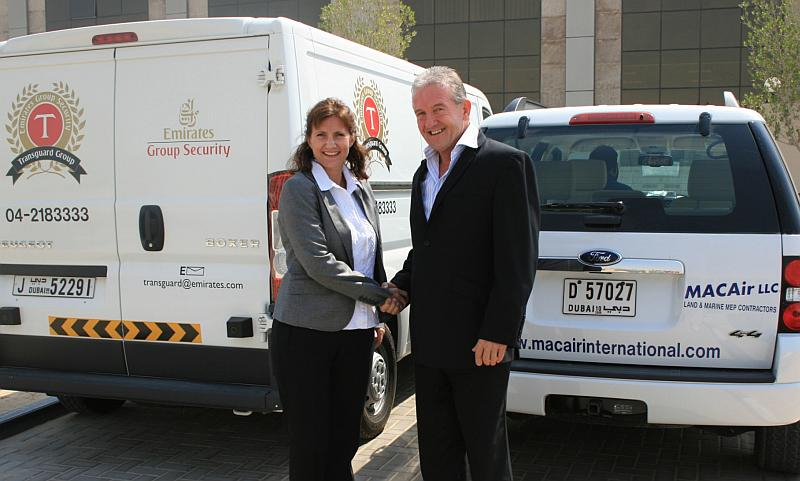 Transguard commercial director Lynne McMurray with MACAir MD Geoff Frost Transguard commercial director Lynne McMurray with MACAir MD Geoff Frost